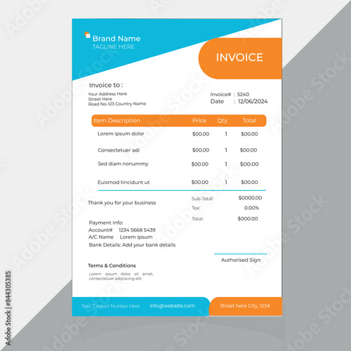 Minimal invoice form template vector design