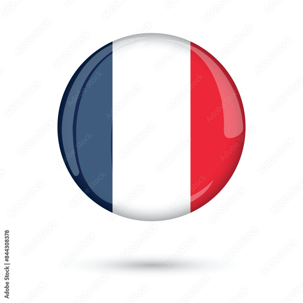 France realistic 3d glossy round flag with shiny effect. France flag colors red blue white original colors flag. National flag of France in round shape, great amazing elegant look France realistic 3d glossy round flag with shiny effect. France flag colors red blue white original colors flag. National flag of France in round shape, great amazing elegant look