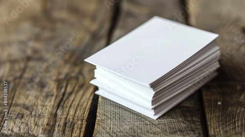 Blank white paper on a wooden background. The paper is clean and unwrinkled, and the wood is old and weathered.