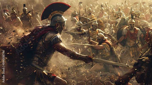 A group of warriors are fighting in a battle