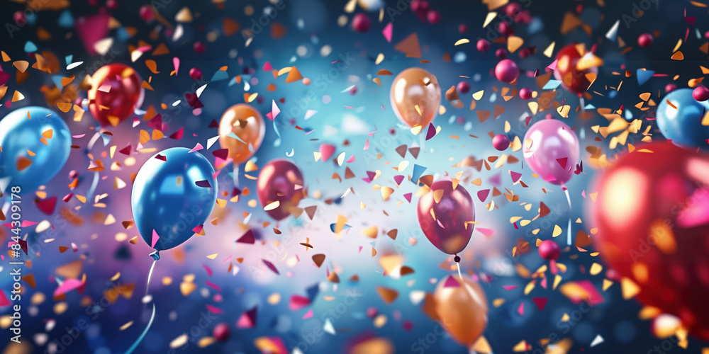 A party or celebration with lots of flags, bunting, ballons and signs A party or celebration with lots of flags, bunting, ballons and signs