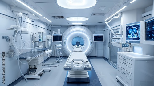 Cutting-Edge Digital Radiology Lab Advanced Imaging Equipment and High-Resolution Screens for Medical Diagnosis and Research