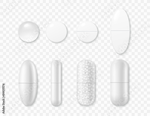 3D Pharmaceutical various tablets, capsules, for first aid. Medicines for health.