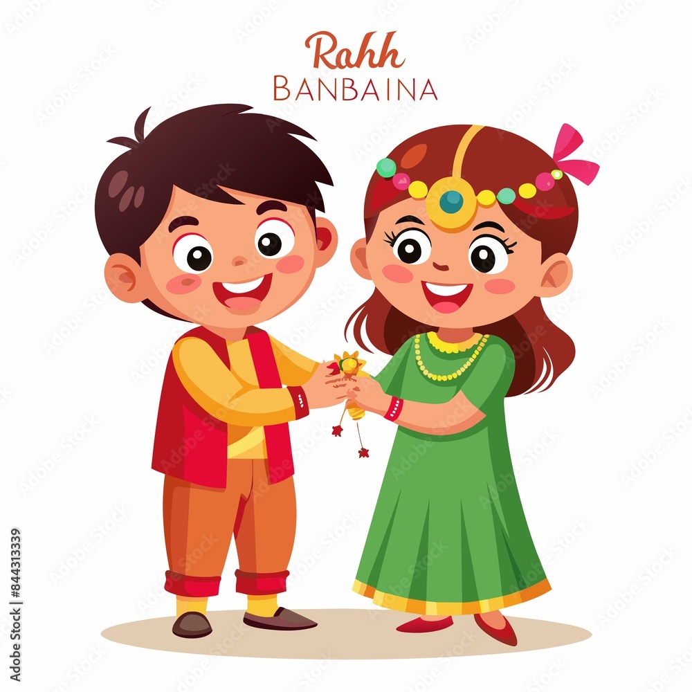 Raksha bandhan illustration of brother and sister Raksha bandhan illustration of brother and sister