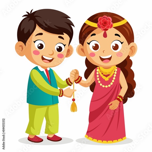 Raksha bandhan illustration of brother and sister