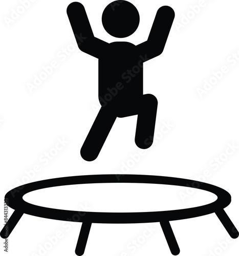 Person jumping on a trampoline icon. People jumping trampoline sign. Trampoline symbol. flat style.