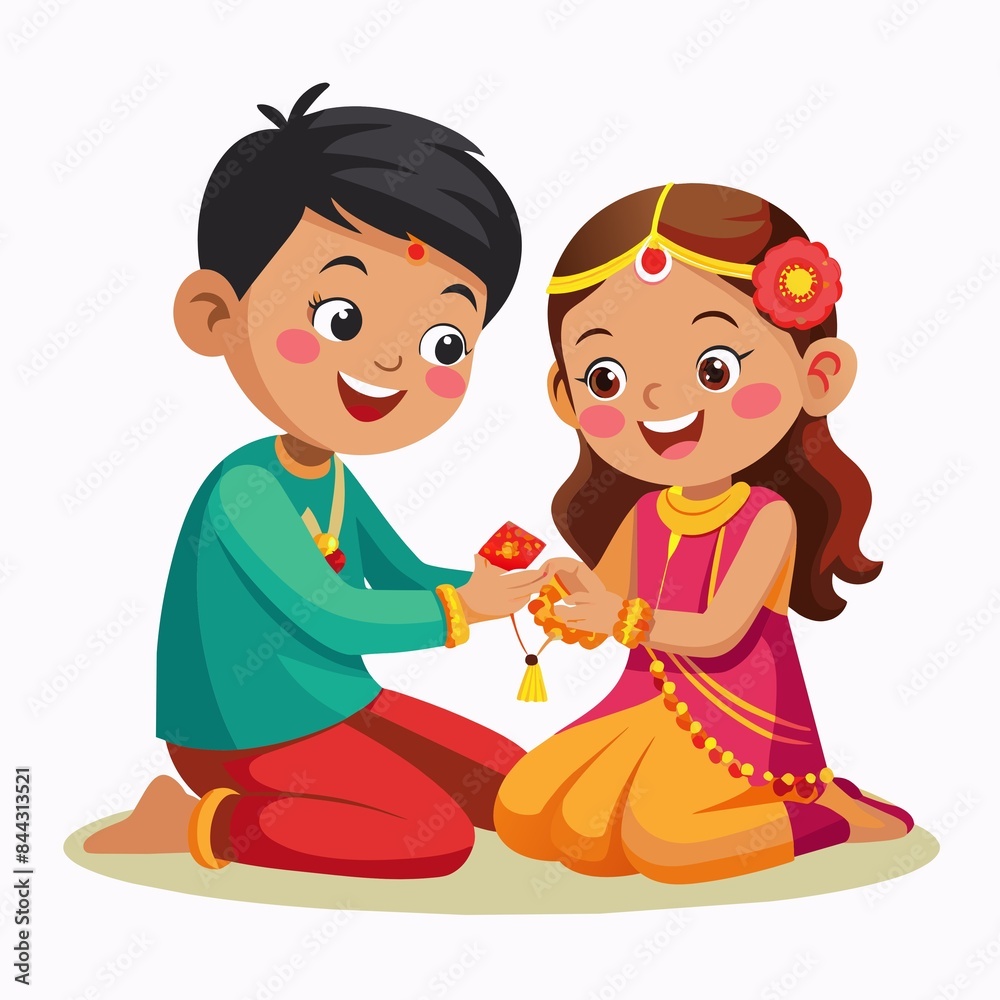 Raksha bandhan illustration of brother and sister Raksha bandhan illustration of brother and sister
