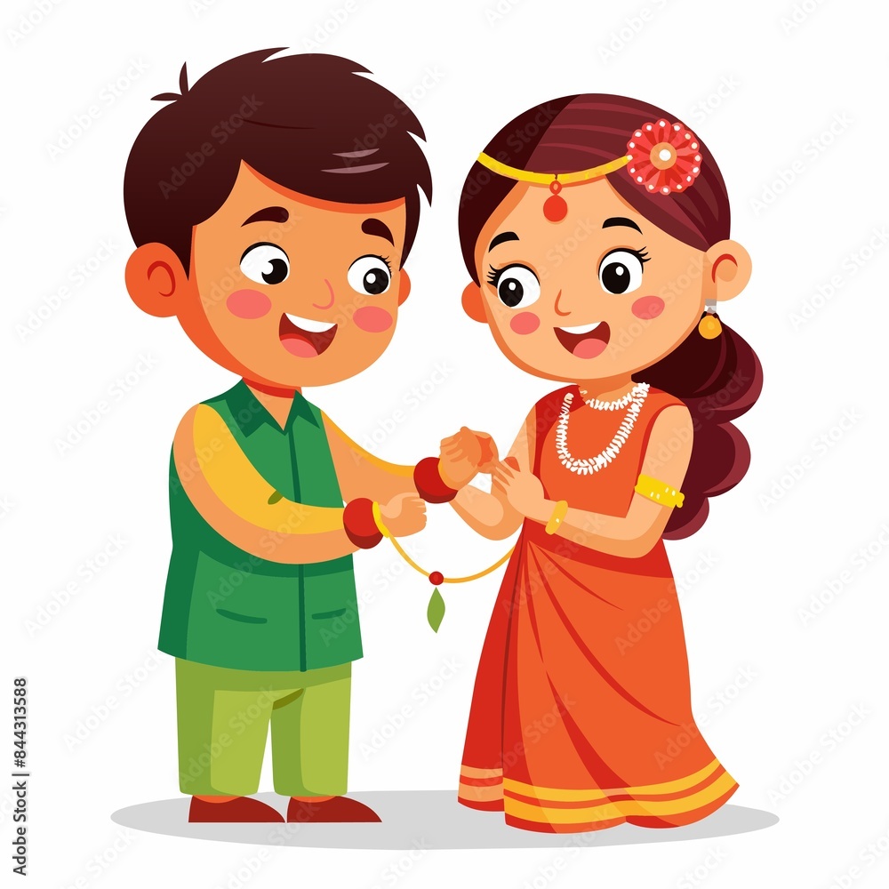 Raksha bandhan illustration of brother and sister Raksha bandhan illustration of brother and sister