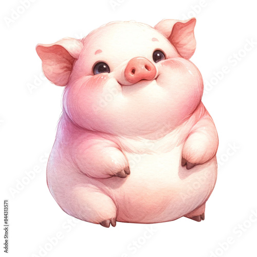 watercolor illustration of a cute pig use as a teaching and learning media for kids perfect for children nursery art.