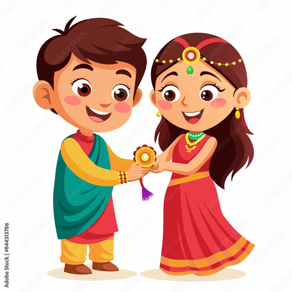 Raksha bandhan illustration of brother and sister Raksha bandhan illustration of brother and sister