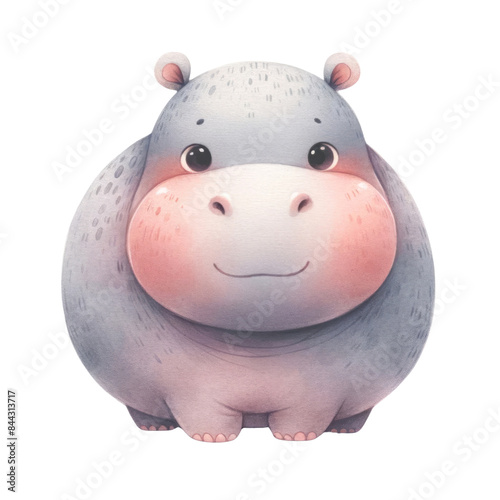 watercolor illustration of a cute hippopotamus use as a teaching and learning media for kids perfect for children nursery art.