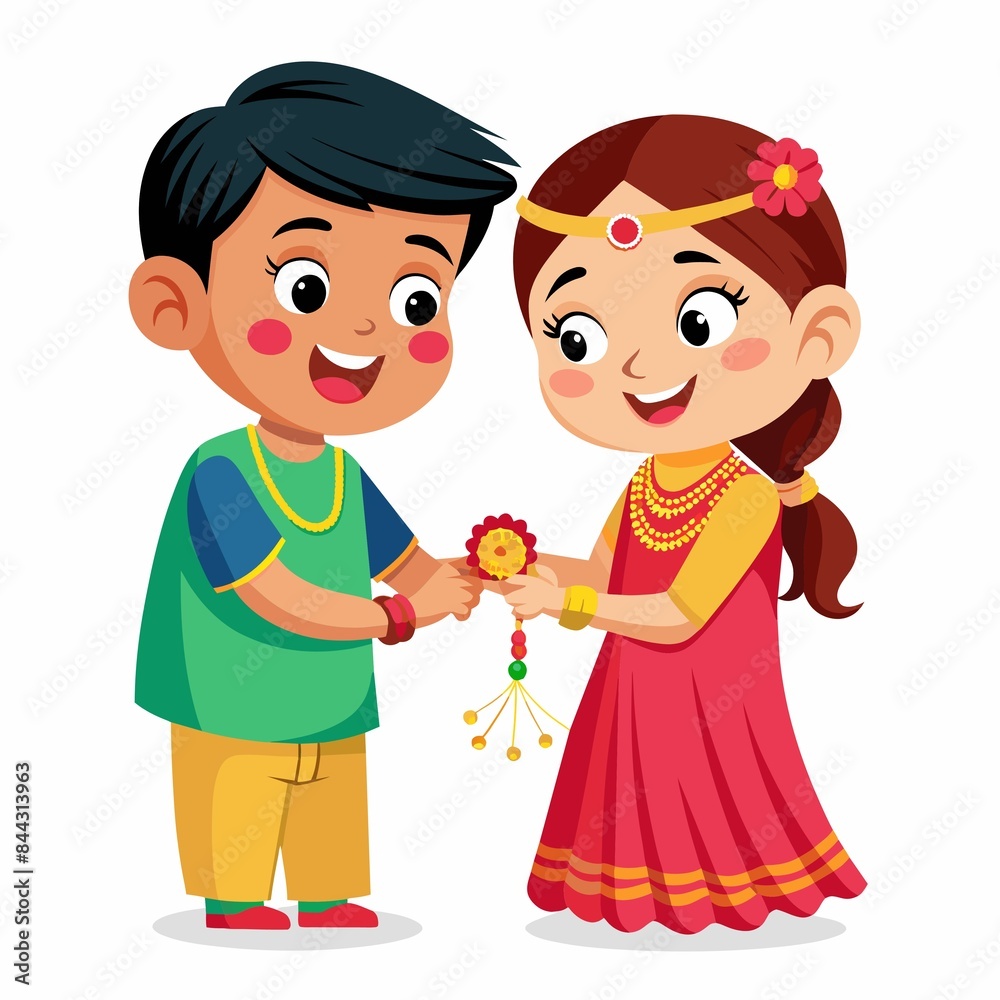Raksha bandhan illustration of brother and sister Raksha bandhan illustration of brother and sister