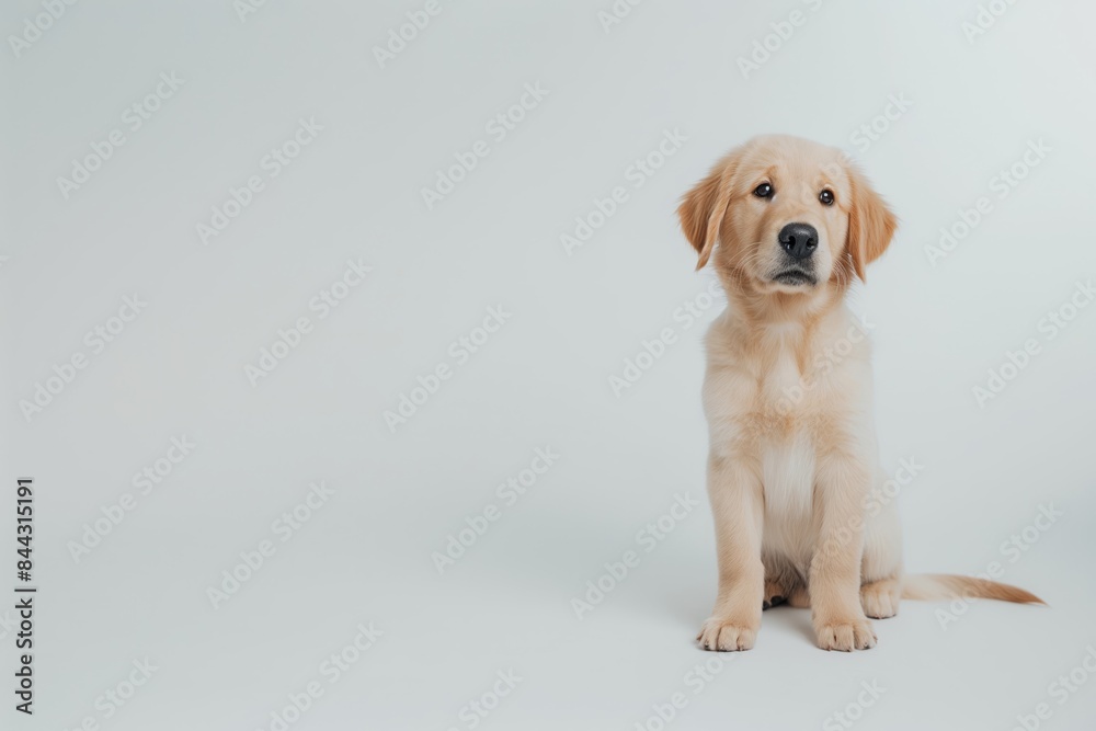 A small brown dog is sitting on a white background A small brown dog is sitting on a white background