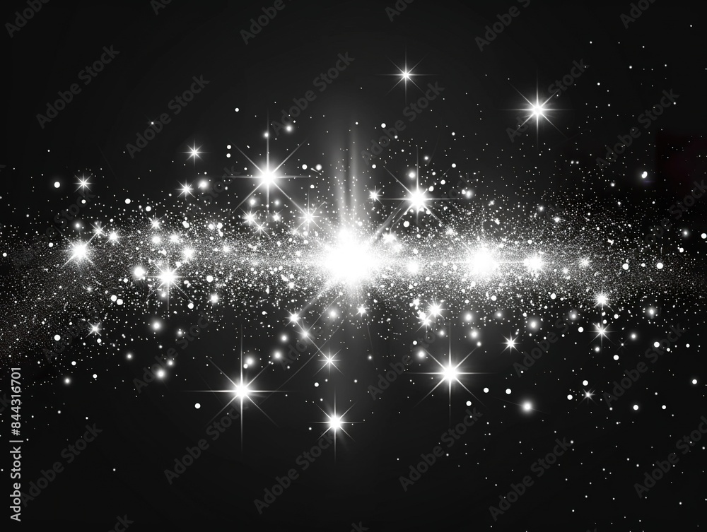 Fototapeta premium Bright white light forming large twinkling stars on an isolated background