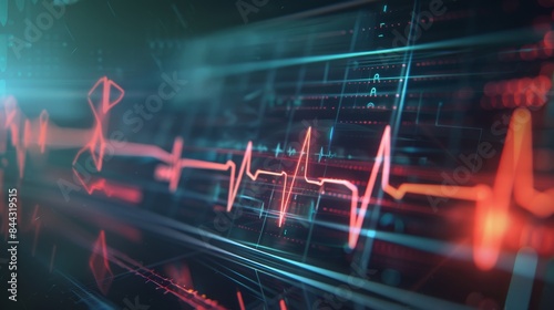 Digital ECG Monitor Close-Up Showing Heart Rate with Minimalistic Clean Visuals © Nakarin