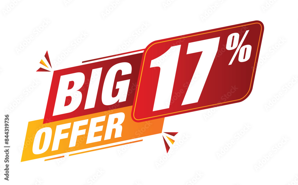 Fototapeta premium Big offer 17% tag. Sales concept. Vector illustration.