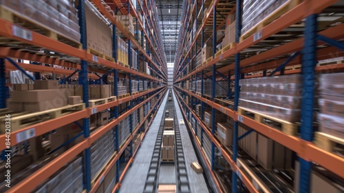 Futuristic Transport Warehouse Automated Storage Systems and Digital Inventory Management