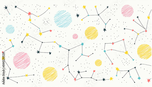Wallpaper Mural 水彩、手描きの星座イメージの背景素材 Torontodigital.ca