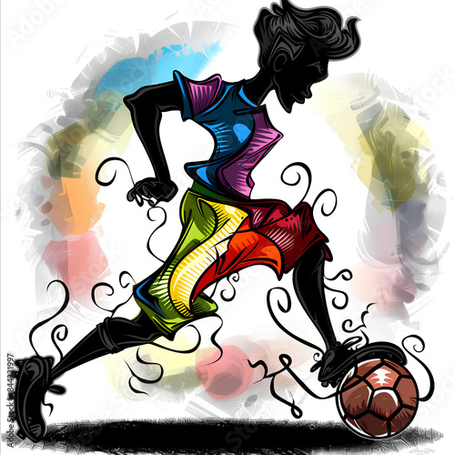 Silhouette of Boy Playing Soccer in Artistic Style