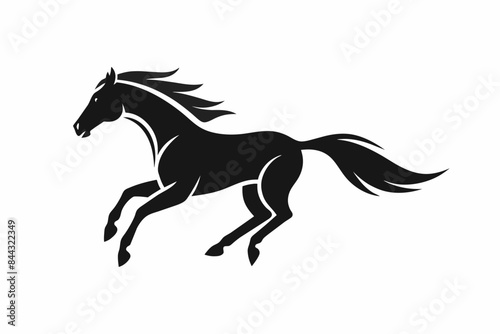 Wallpaper Mural Flat vector logo for horse jumping, simple graphic design ,horse, animal, stallion, vector, silhouette, illustration, black, running, wild, farm, mane, run,  Torontodigital.ca