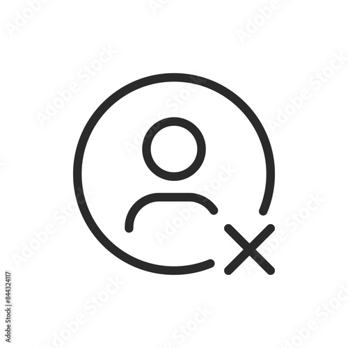 User removal, linear style icon. User profile icon with an deletion symbol, removal . Editable stroke width.