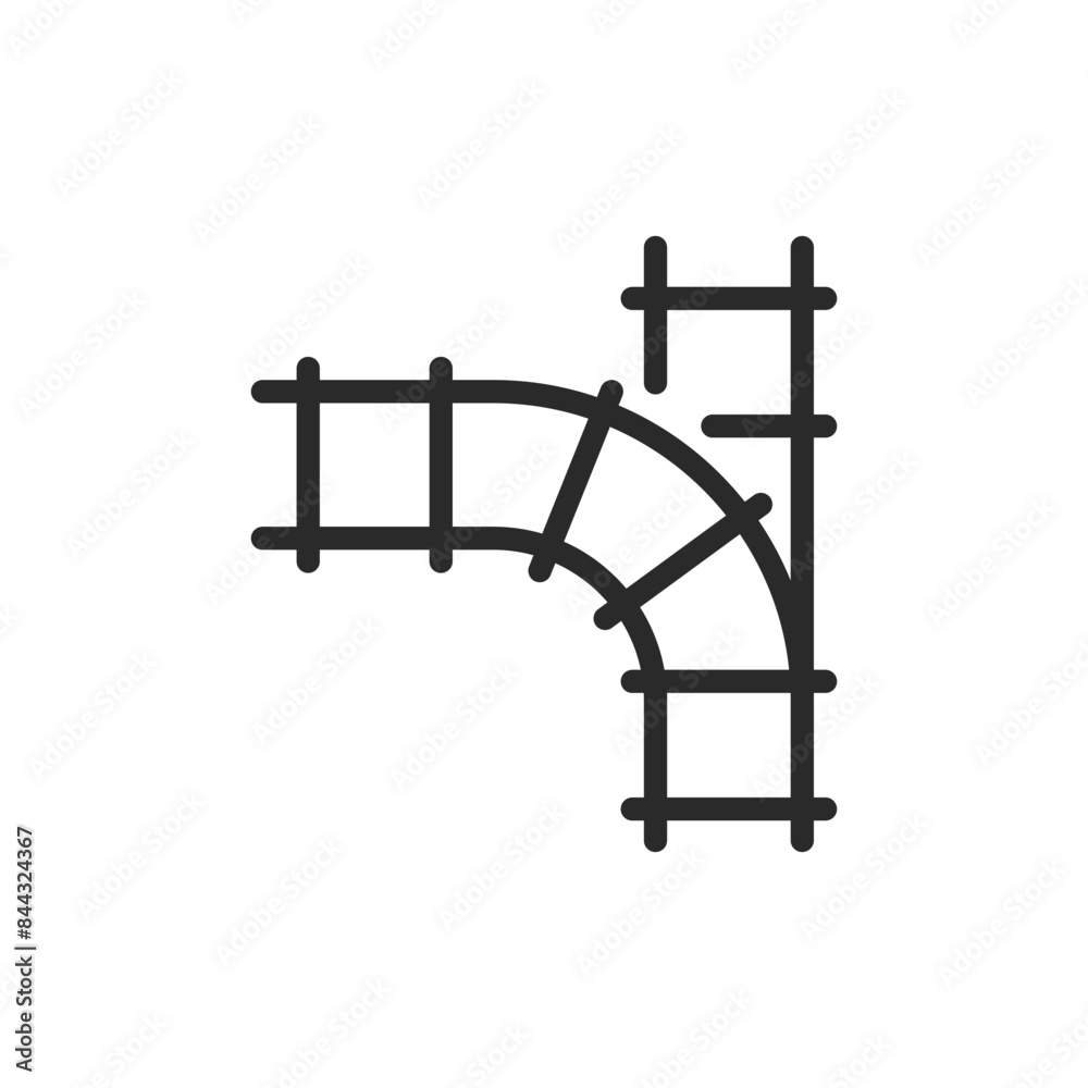 Railway tracks, linear style icon. train tracks or railway infrastructure. Editable stroke width. Railway tracks, linear style icon. train tracks or railway infrastructure. Editable stroke width.