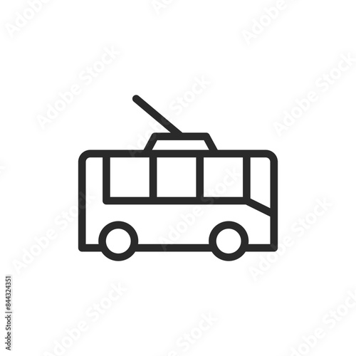 Trolleybus, linear style icon. electric bus transportation. Editable stroke width.