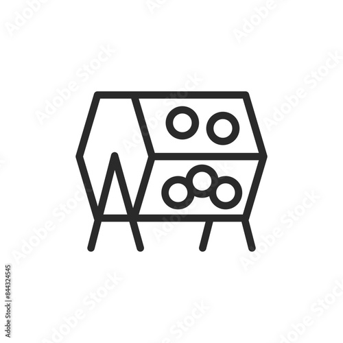 Lottery drum with balls, linear style icon. lottery drawing. Editable stroke width