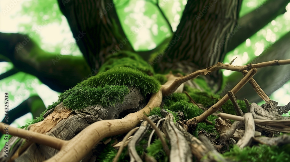 a tree covered with moss