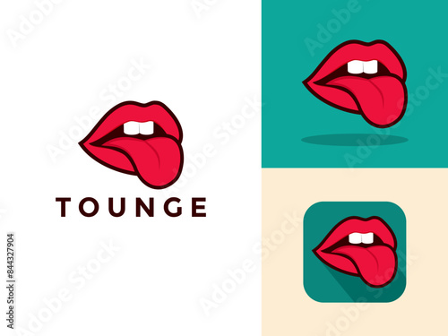 Tongue Sticking vector illustration, Tongue logo icon design set