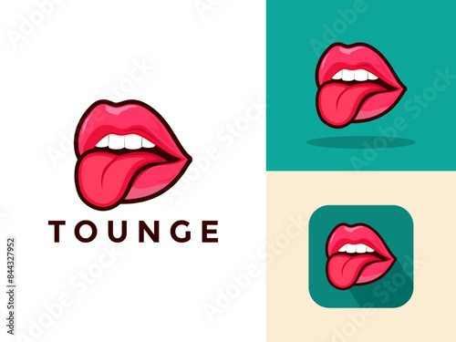 Tongue Sticking vector illustration, Tongue logo icon design set