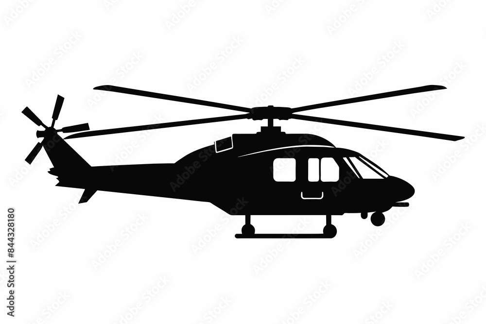 Fototapeta premium Helicopter Black Silhouette,helicopter, military, army, aircraft, air, rotor, chopper, transport, flying, transportation, fly, 