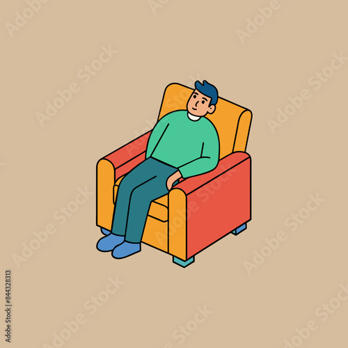 exhausted person in an armchair  isometry on blank background vector illustration