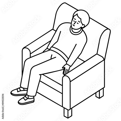 exhausted person in an armchair  isometry on blank background vector illustration