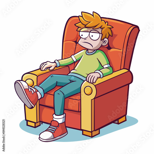 exhausted person in an armchair  isometry on blank background vector illustration