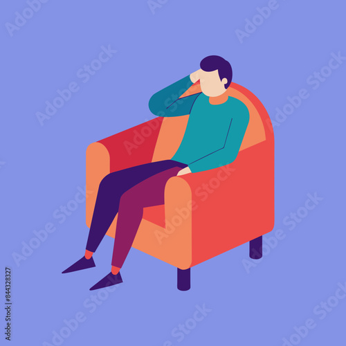 exhausted person in an armchair  isometry on blank background vector illustration