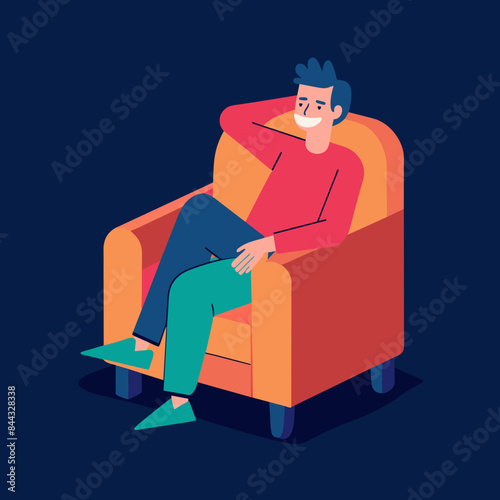 exhausted person in an armchair  isometry on blank background vector illustration