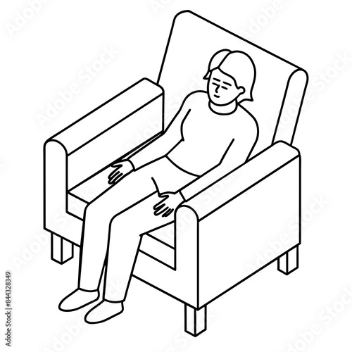 exhausted person in an armchair  isometry on blank background vector illustration