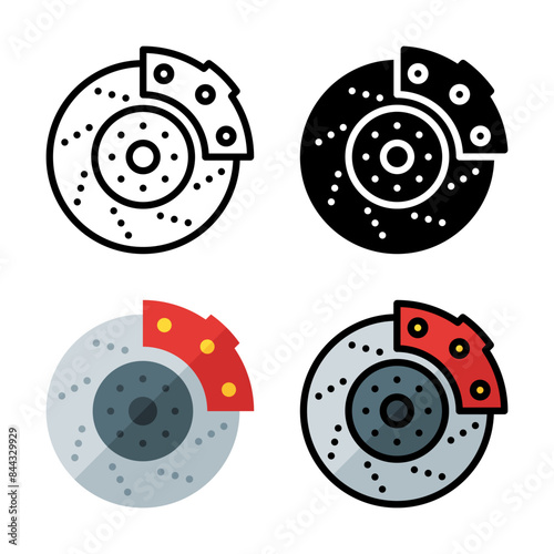 Set of Disc Brake Icon Vector Illustration