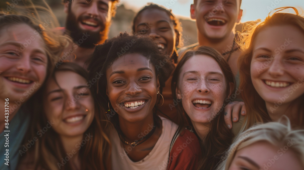 A group of smiling people stand close to each other, creating a colorful composition in the photo. Their radiant smiles and relaxed poses make the photo look spontaneous and full of authentic emotions A group of smiling people stand close to each other, creating a colorful composition in the photo. Their radiant smiles and relaxed poses make the photo look spontaneous and full of authentic emotions