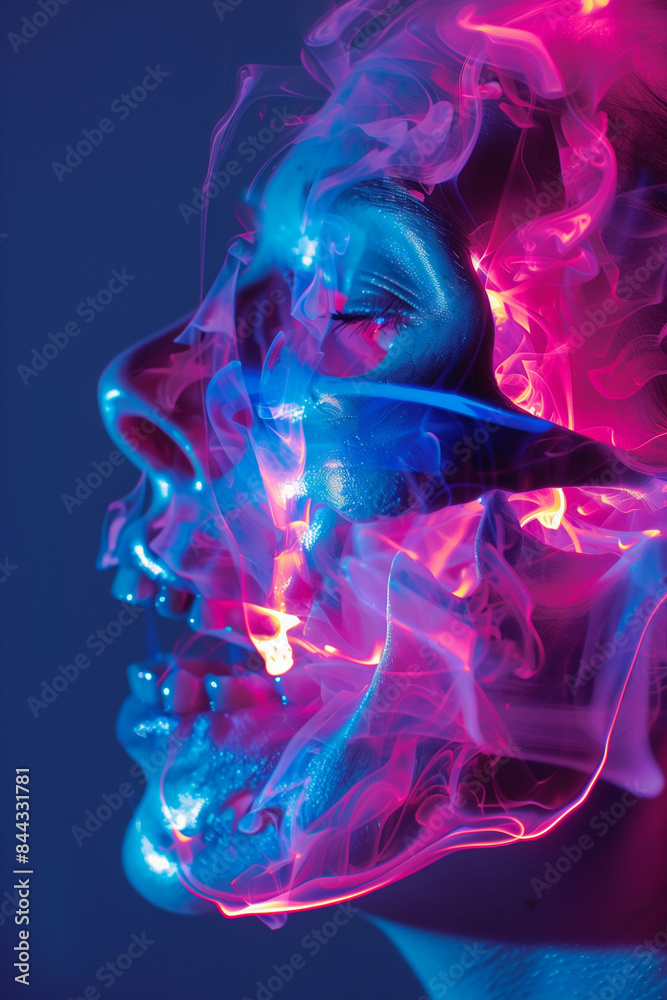 Neon Double Exposure Skull Neon Double Exposure Skull