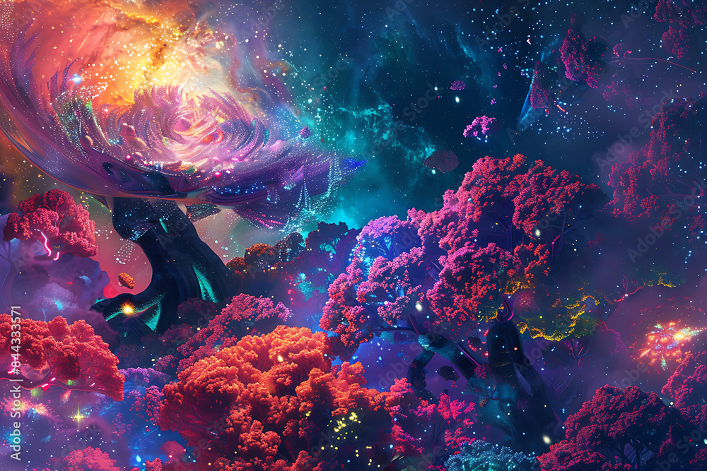 Psychedelic art featuring vibrant colors, abstract patterns, and surreal imagery, creating a mesmerizing and mind-bending visual experience Psychedelic art featuring vibrant colors, abstract patterns, and surreal imagery, creating a mesmerizing and mind-bending visual experience