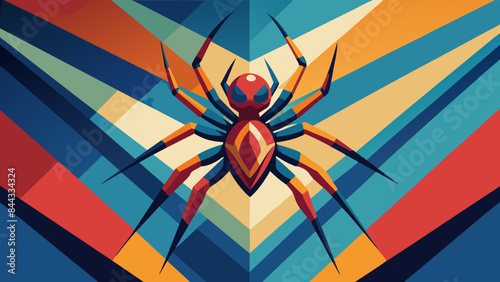 Colorful Geometric Spider Illustration on Abstract Background