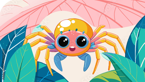 Colorful Cartoon Spider in a Vibrant Jungle Scene