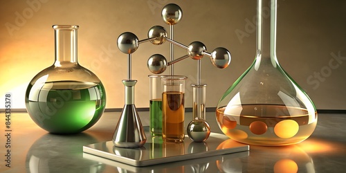 Wissenschaftliches Labor mit Substanzen in Gläsern - Forschung	 photo