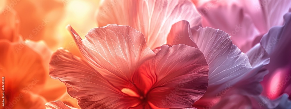 Obraz premium Close-up of vibrant flowers with soft focus background. Beautiful and colorful petals in bloom.