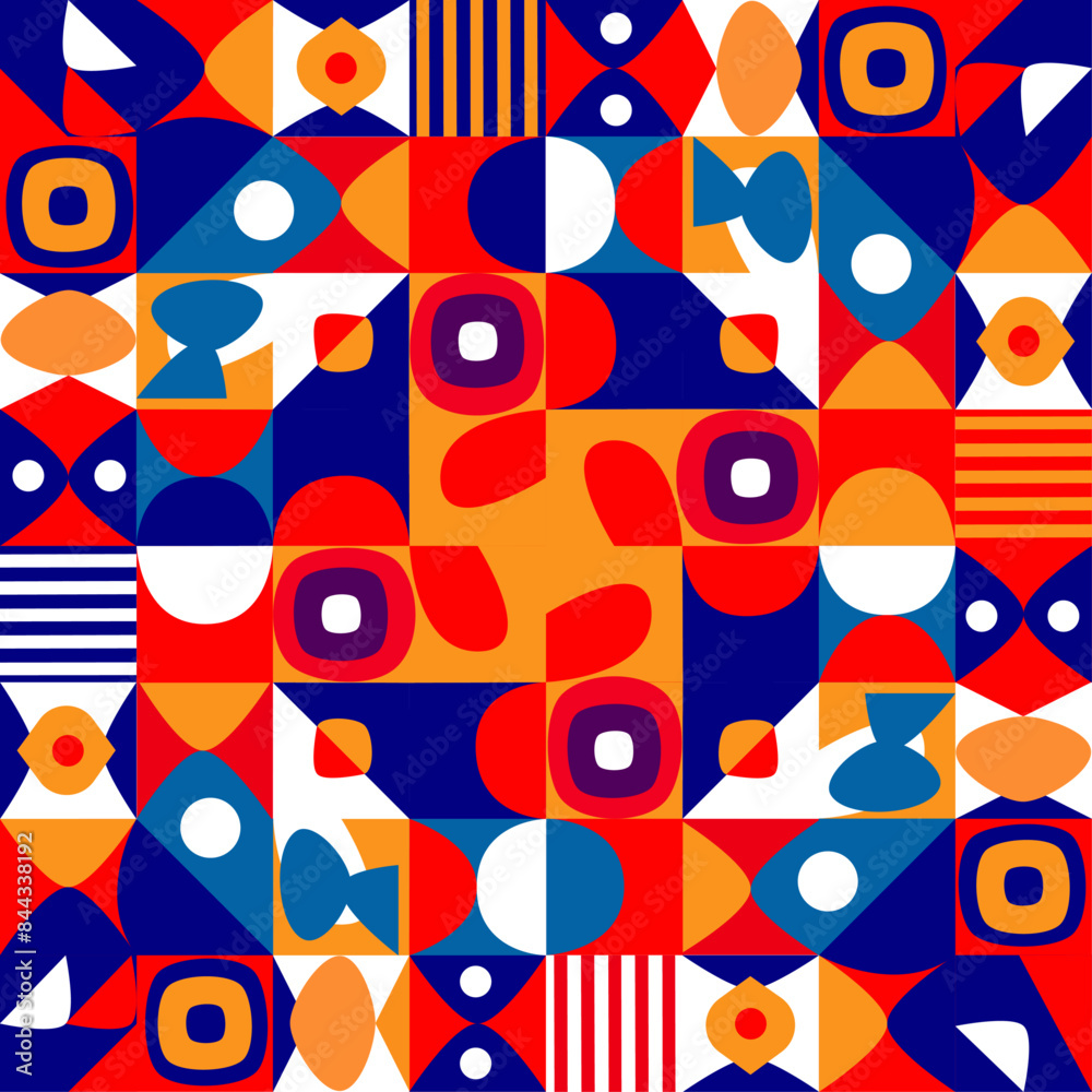 Patrón de diseño geométrico de moda para pared, poster, portada o fondo. Cartel geométrico estilo bauhaus. 