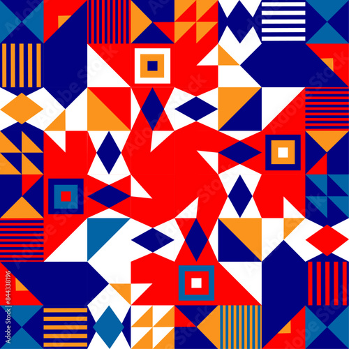Mosaico de geometría de moda, patron geométrico para pared, poster, portada con fondo blanco .
