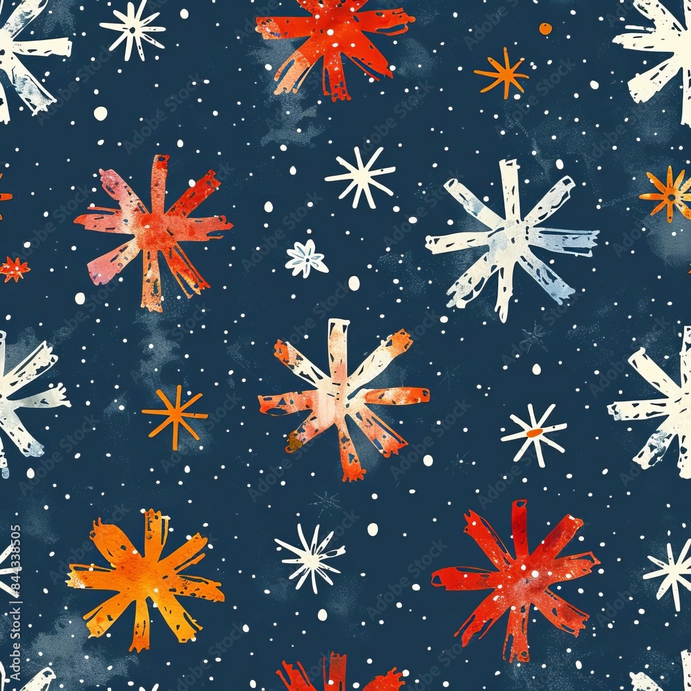 Summer Snowflakes flat design side view holiday theme water color Complementary Color Scheme Summer Snowflakes flat design side view holiday theme water color Complementary Color Scheme