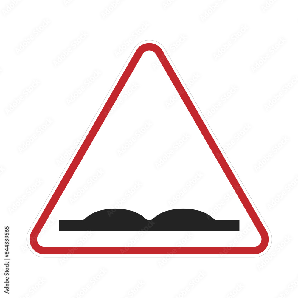 Isolated two speed bump in red triangle road sign, for reduce speed, slow down drive car Isolated two speed bump in red triangle road sign, for reduce speed, slow down drive car